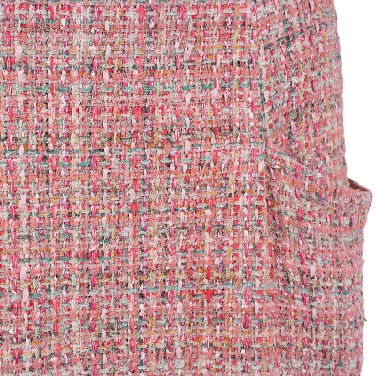 CHANEL pink & multicolor 2014 14P TWEED Skirt 38 S For Sale 4