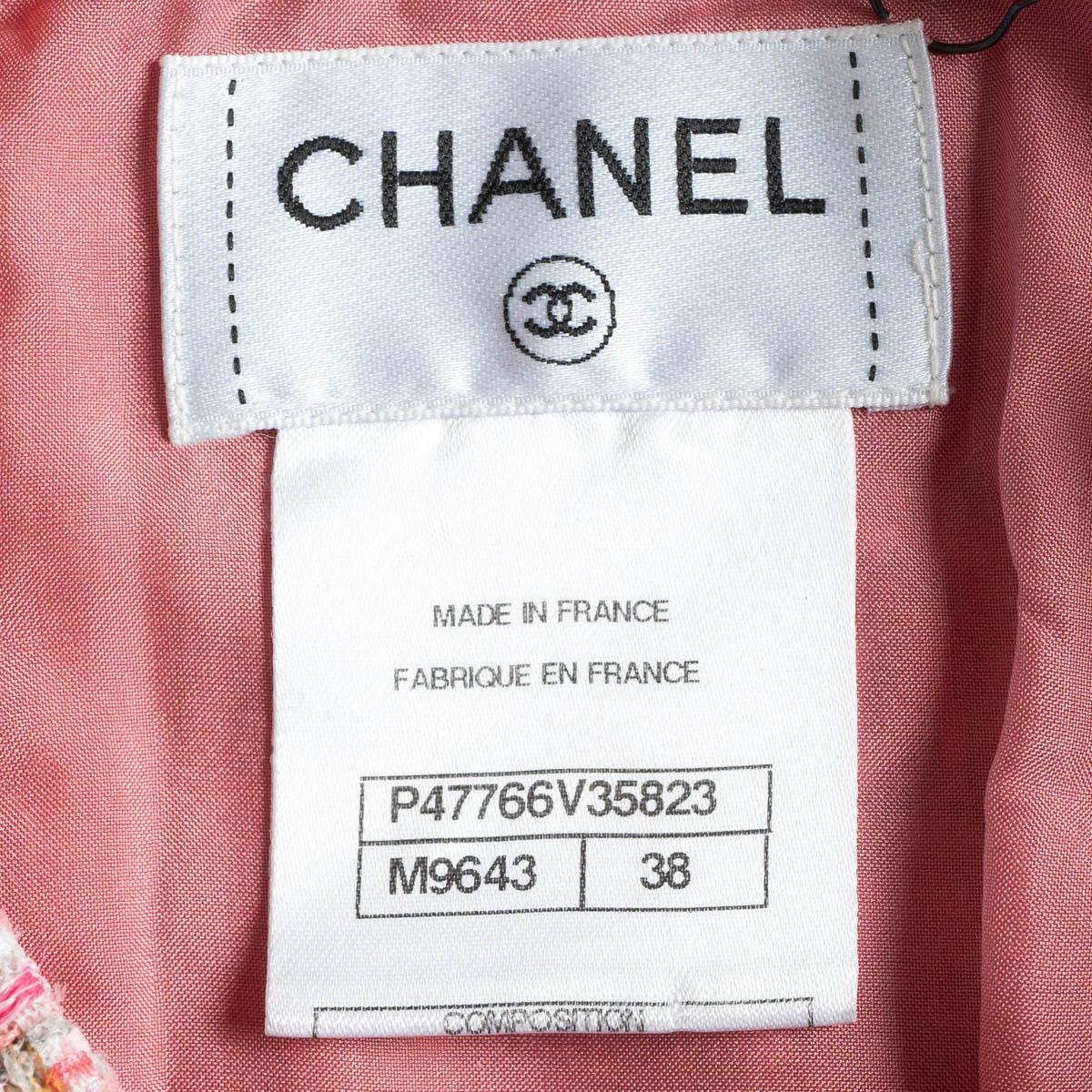 CHANEL pink & multicolor 2014 14P TWEED Skirt 38 S For Sale 5