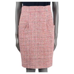 CHANEL pink & multicolor 2014 14P TWEED Skirt 38 S