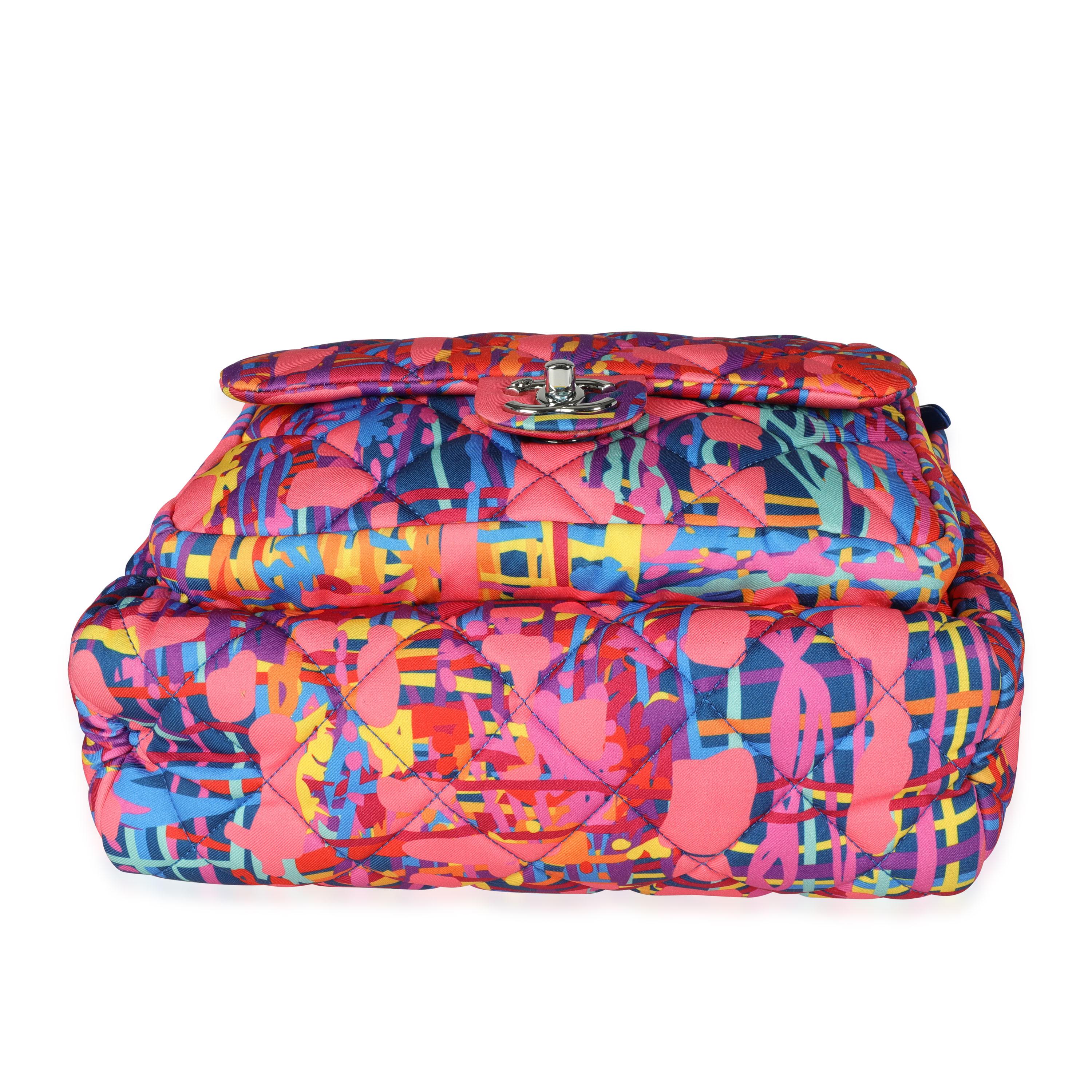 Chanel Pink and Multicolor Foulard Printed Fabric Backpack For Sale at  1stDibs