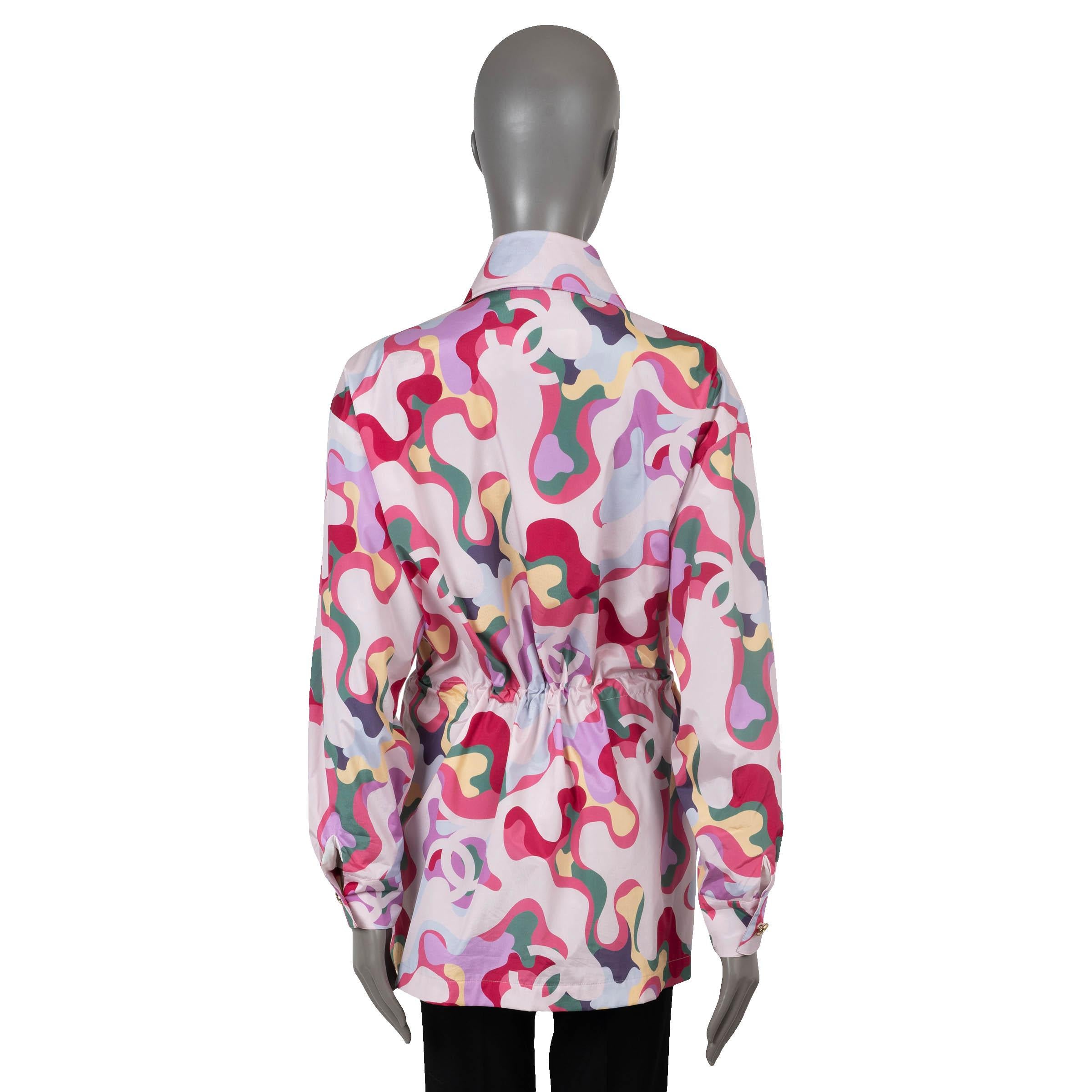 Grigio Chanel rosa e seta multicolore 2021P Giacca PARKA STAMPATA 40 M. in vendita