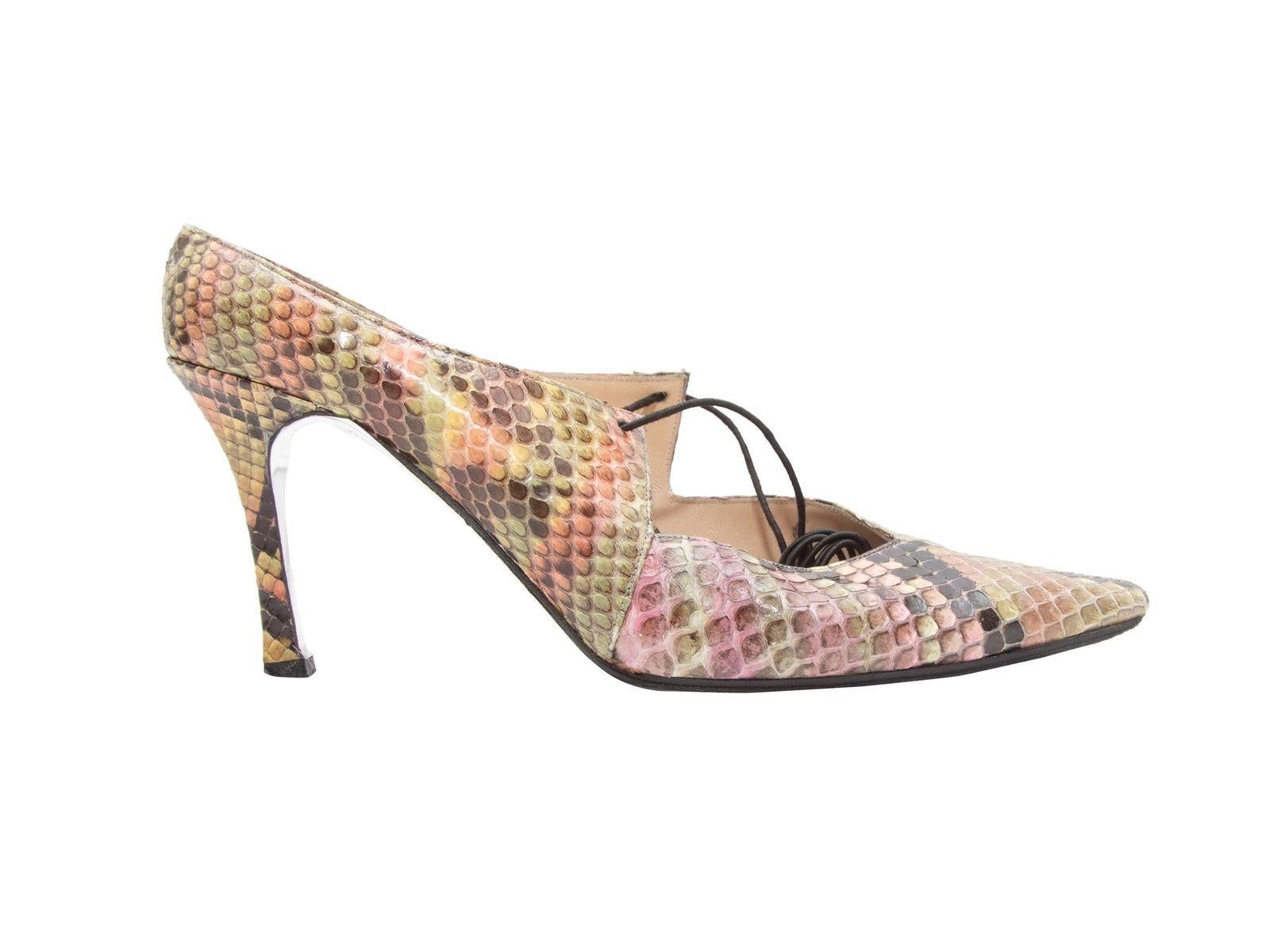 Chanel Pink & Multicolor Snakeskin Pointed-Toe Heels 1