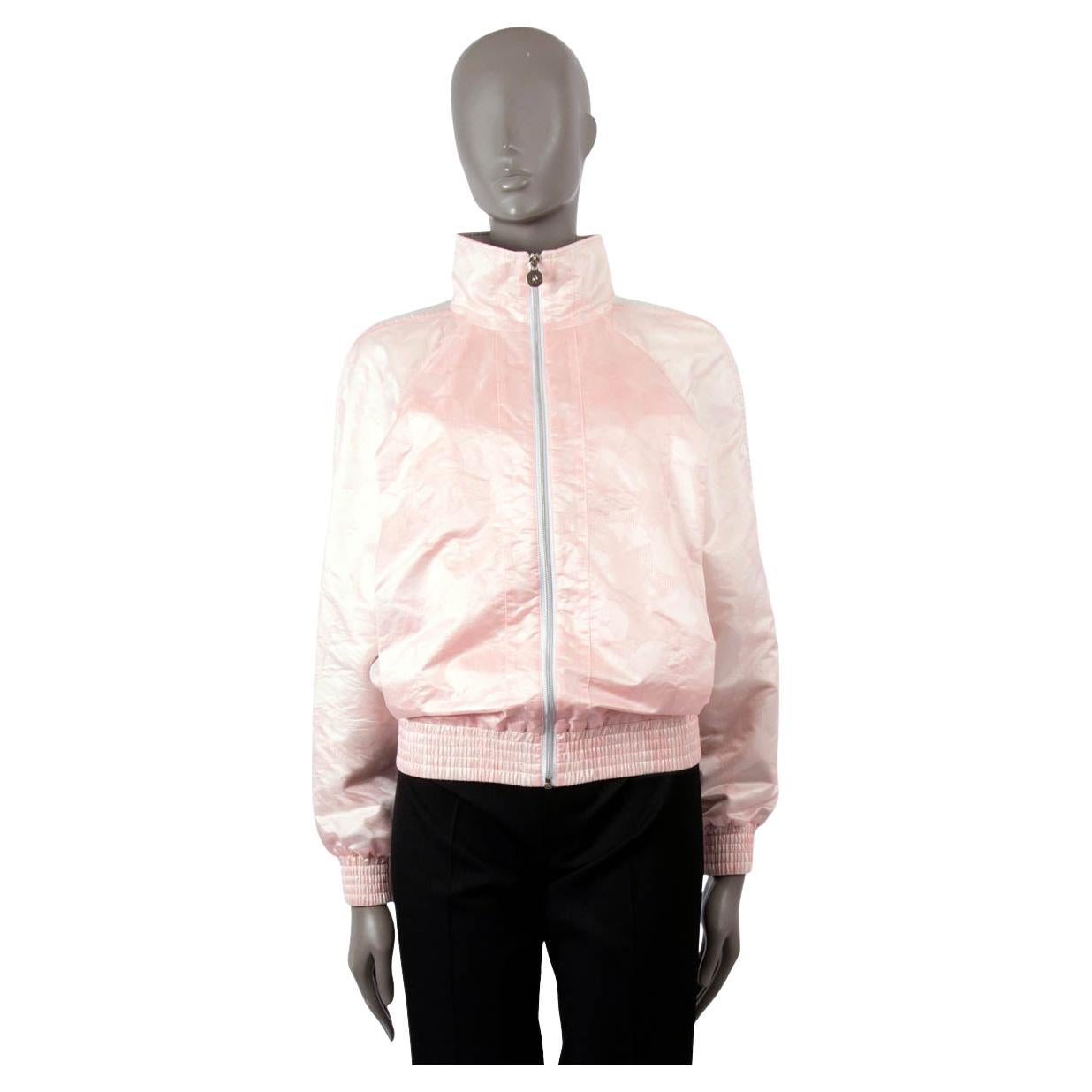 CHANEL pink nylon 2017 17P CAMELLIA PRINT BOMBER Jacket 36 XS