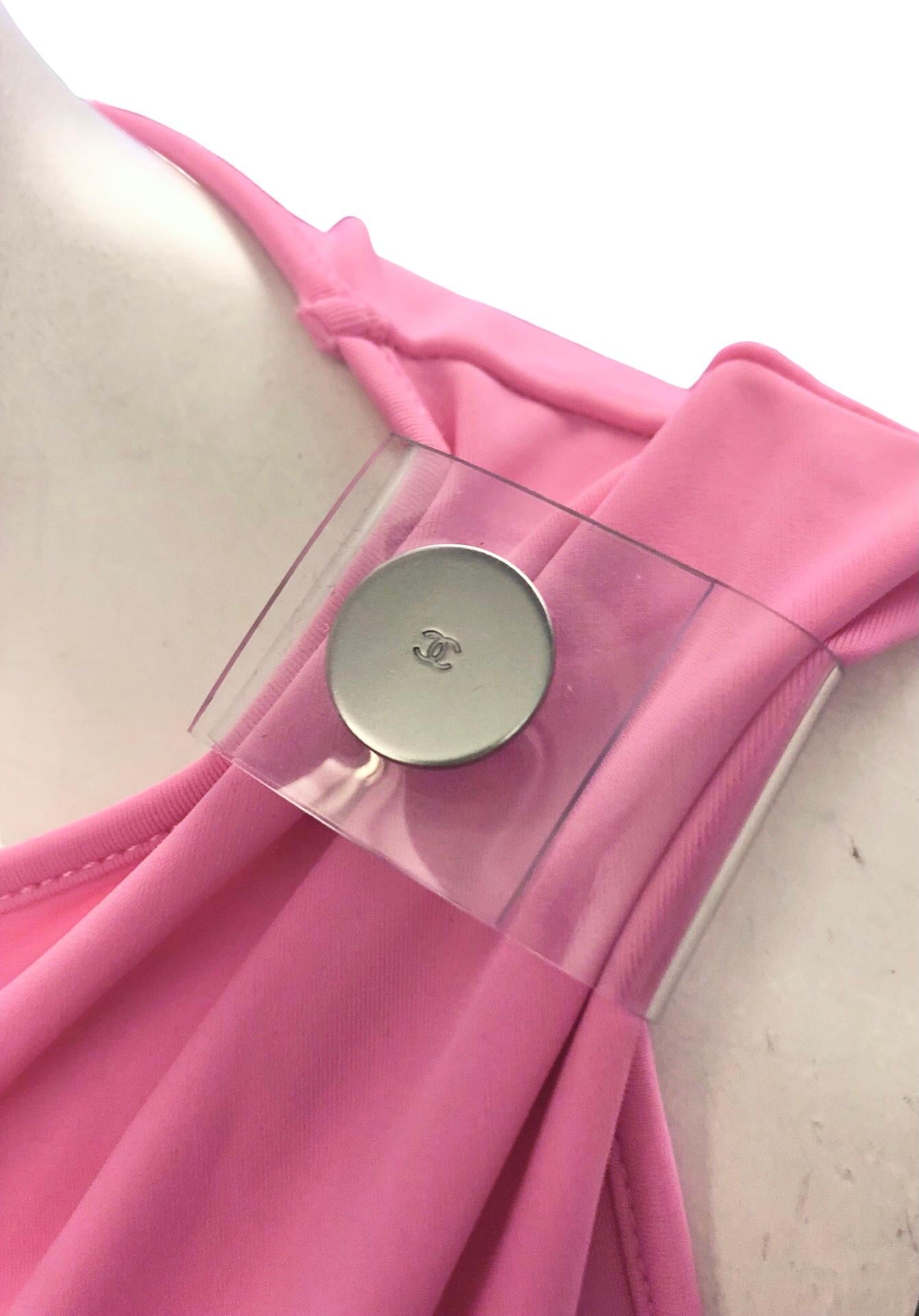 Chanel Rosa ärmelloses Oberteil aus Nylon und Spandex  (Pink) im Angebot