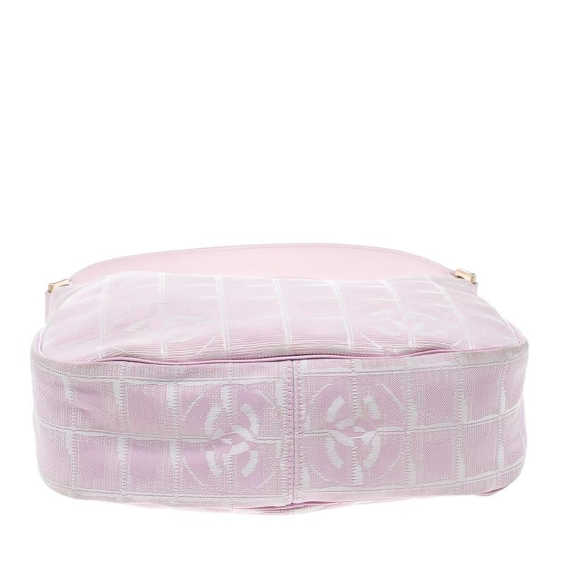 Chanel Pink Nylon Travel Line Hobo 4