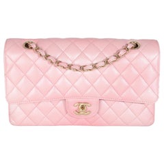 Chanel Rosa Ombre Metallic Trapuntata in pelle di capra Media Doppia Patta