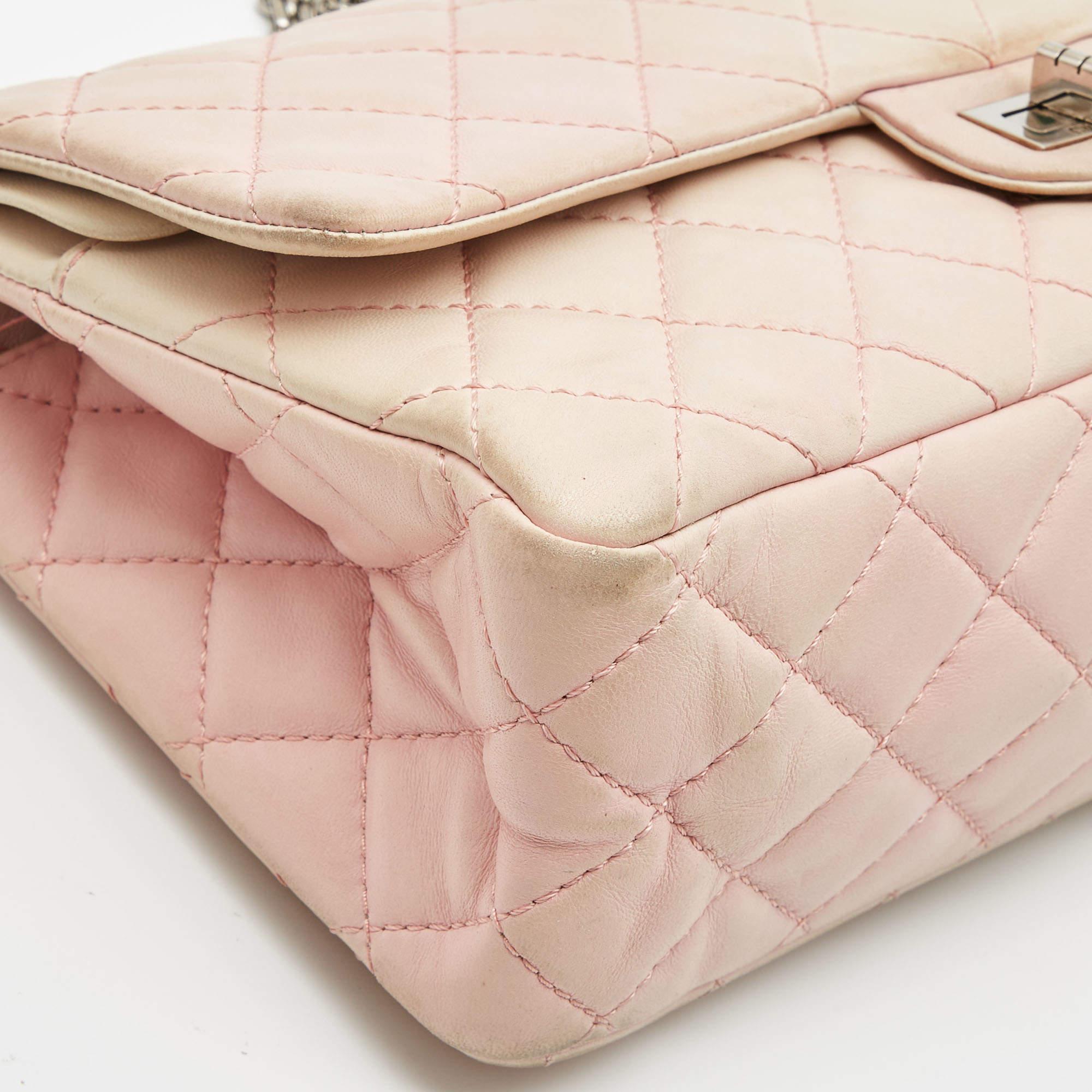 Chanel Pink Ombre Quilted Leather Reissue 2.55 Classic 226 Flap Bag For Sale 14