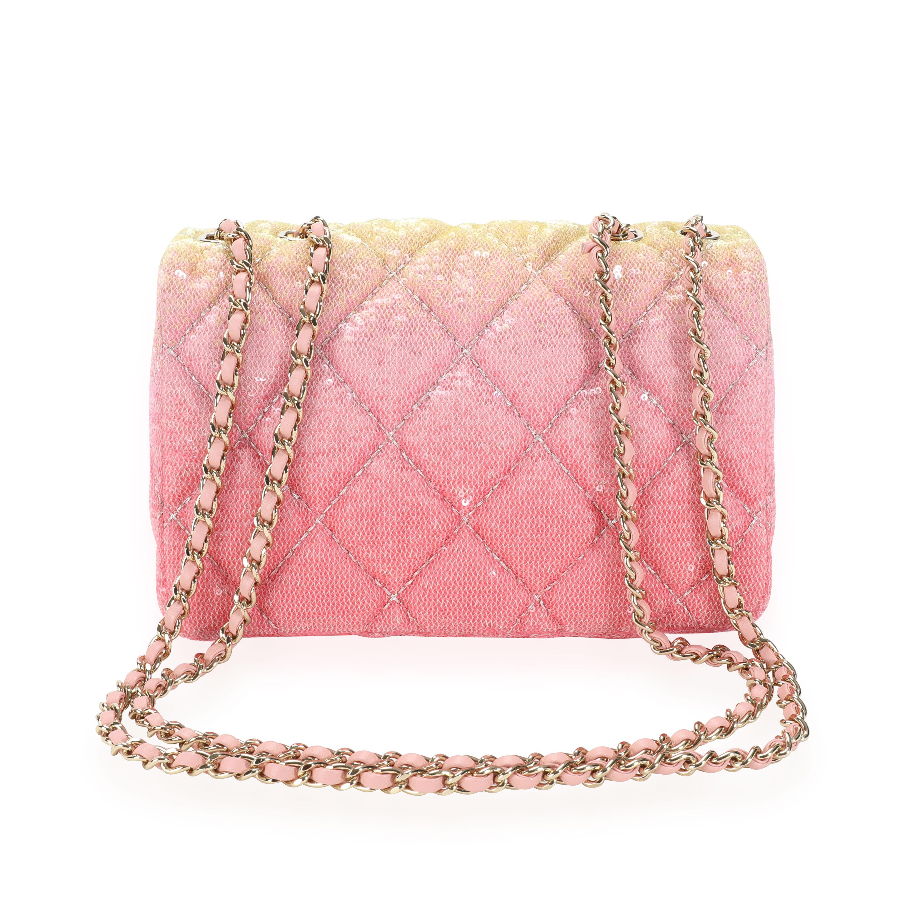 Chanel Pink Ombré Sequin Mini Flap Bag In Excellent Condition In New York, NY