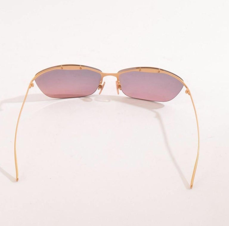 Chanel Pink Ombre Tinted Gold Rimless Kylie Sunglasses For Sale at
