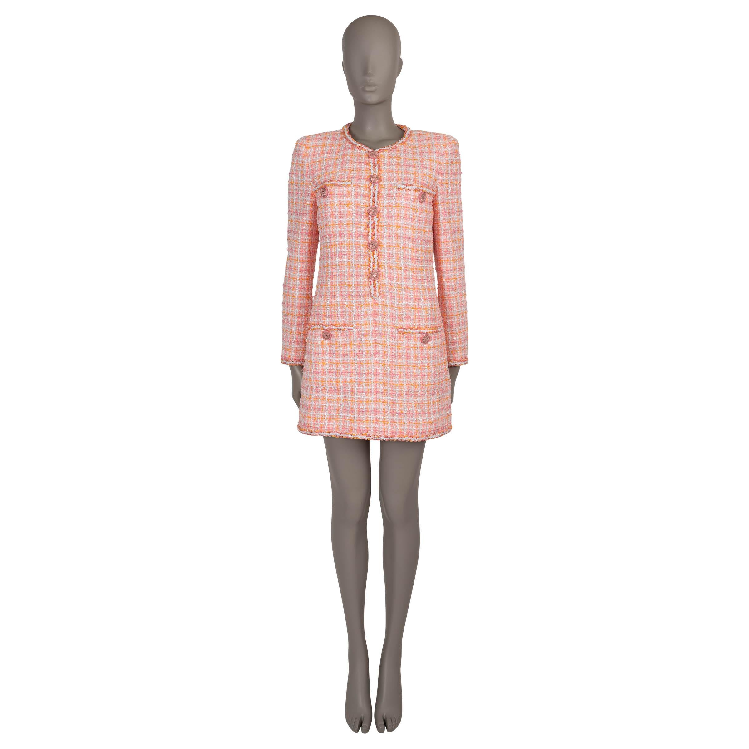  CHANEL rose et orange 19C LA PAUSA SEQUIN TWEED Dress 40 M Pour femmes 