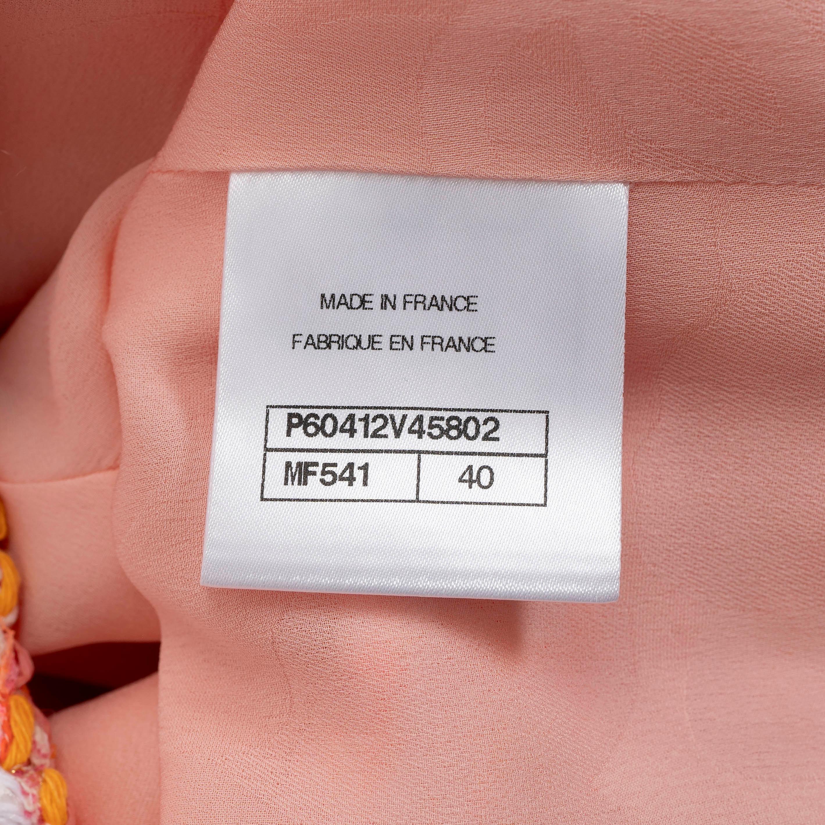 CHANEL rose et orange 19C LA PAUSA SEQUIN TWEED Dress 40 M 3