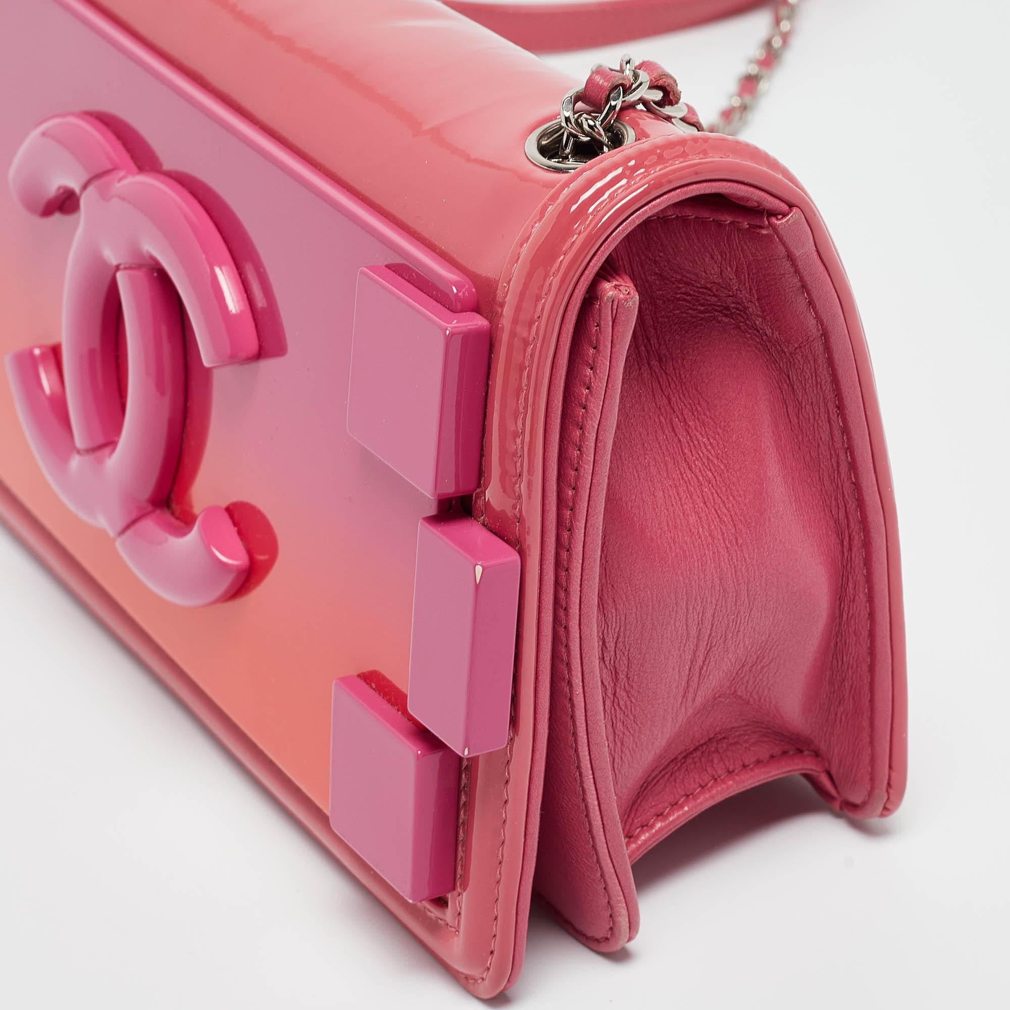 Chanel Pink/Orange Plexiglass and Patent Leather Small Boy Brick Flap Bag 1