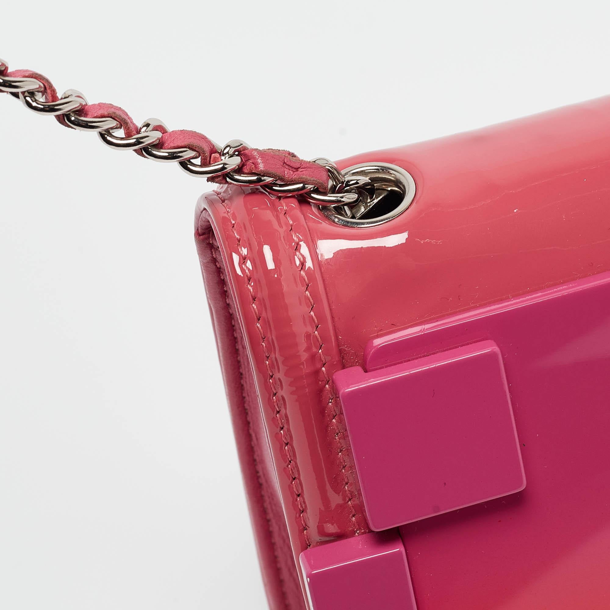 Chanel Pink/Orange Plexiglass and Patent Leather Small Boy Brick Flap Bag 3