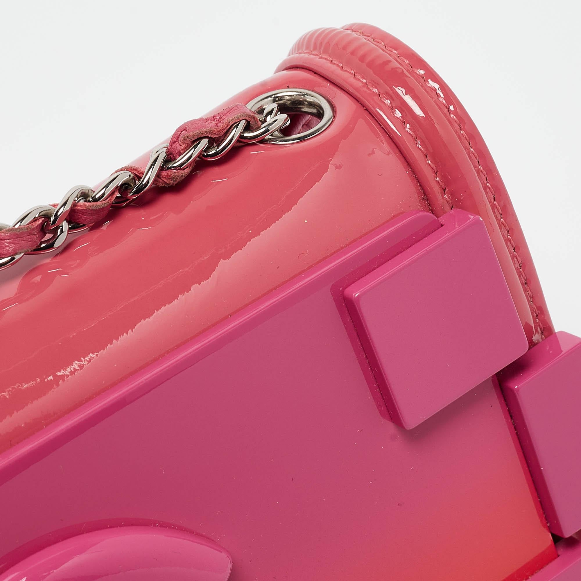 Chanel Pink/Orange Plexiglass and Patent Leather Small Boy Brick Flap Bag 4