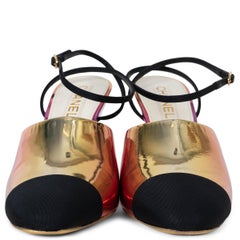 CHANEL pink orange yellow gradient leather 24C LOS ANGELES WEDGE Pumps Shoes 41