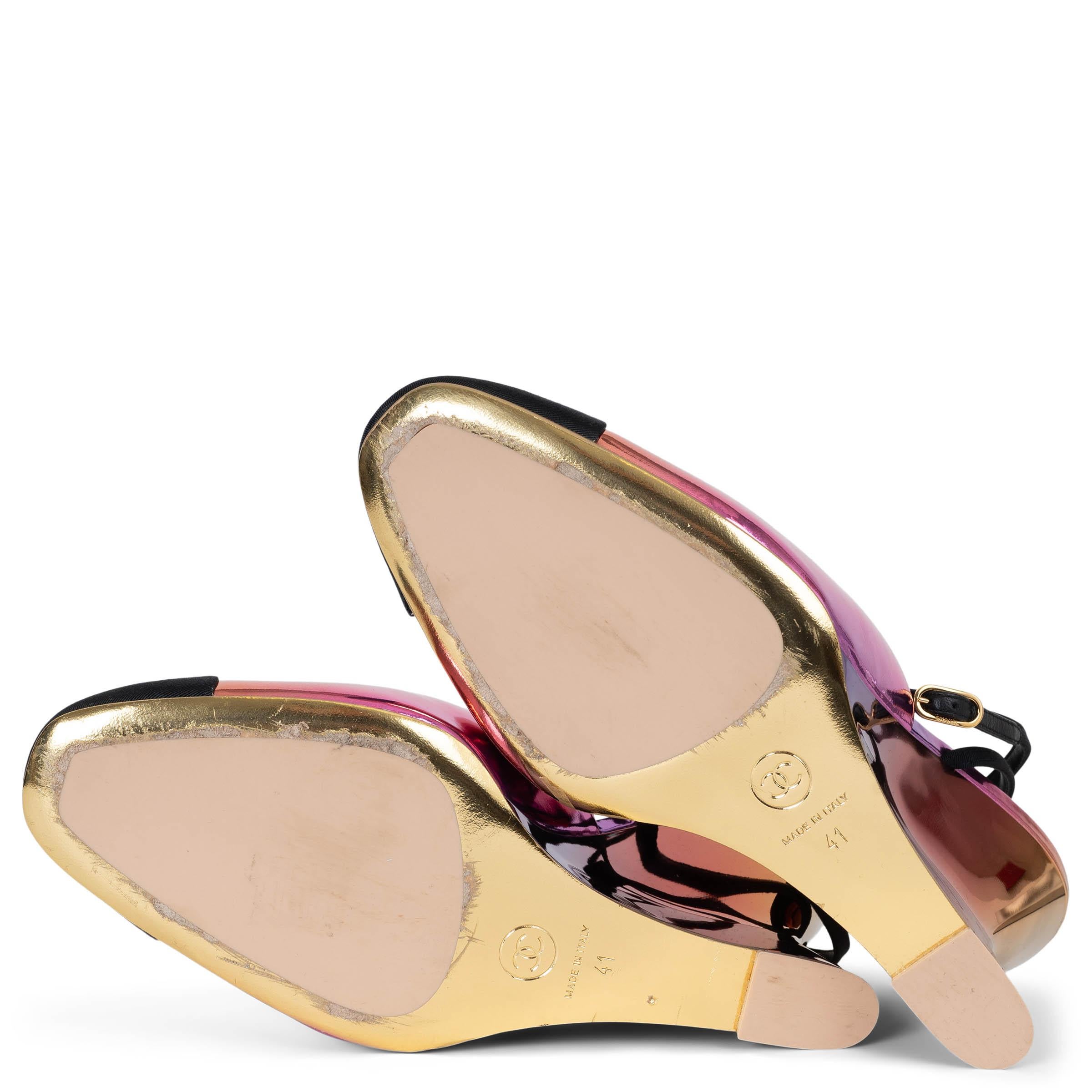 CHANEL pink orange yellow gradient leather 24C LOS ANGELES WEDGE Pumps Shoes 41 For Sale 4