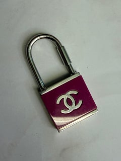 Chanel Pink Padlock Keyring Bag Charm Cadena