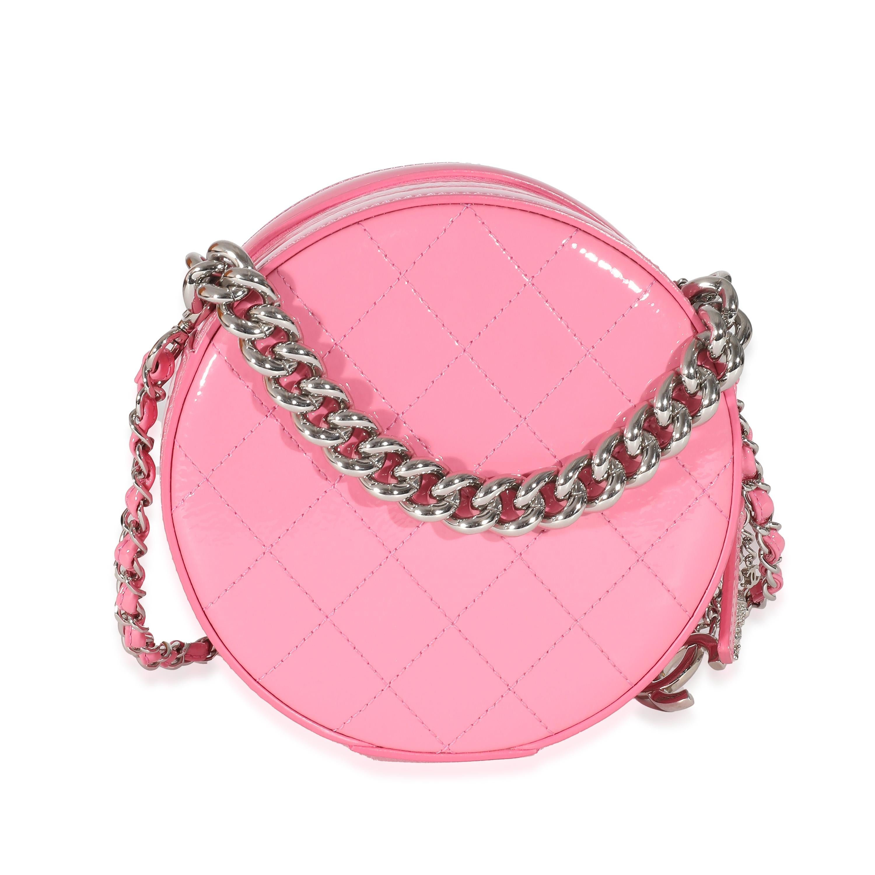 Chanel Pink Patent CC Round As Earth Bag In Excellent Condition For Sale In New York, NY