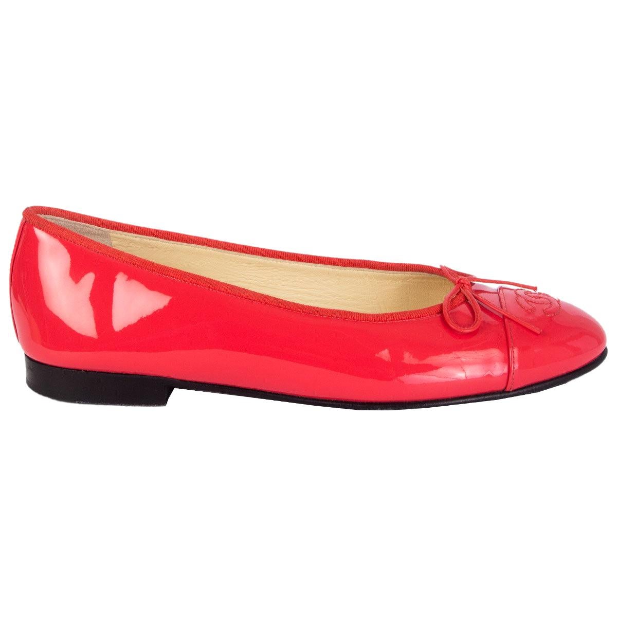 CHANEL pink patent leather Ballet Flats Shoes 39