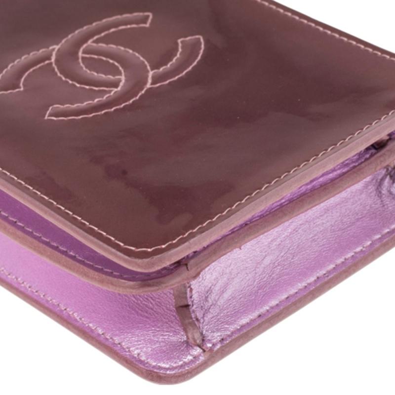 Chanel Pink Patent Leather CC Phone Holder Crossbody Bag 3