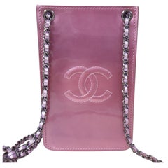 Chanel Pink  Patent Leather CC Phone Holder Crossbody Bag