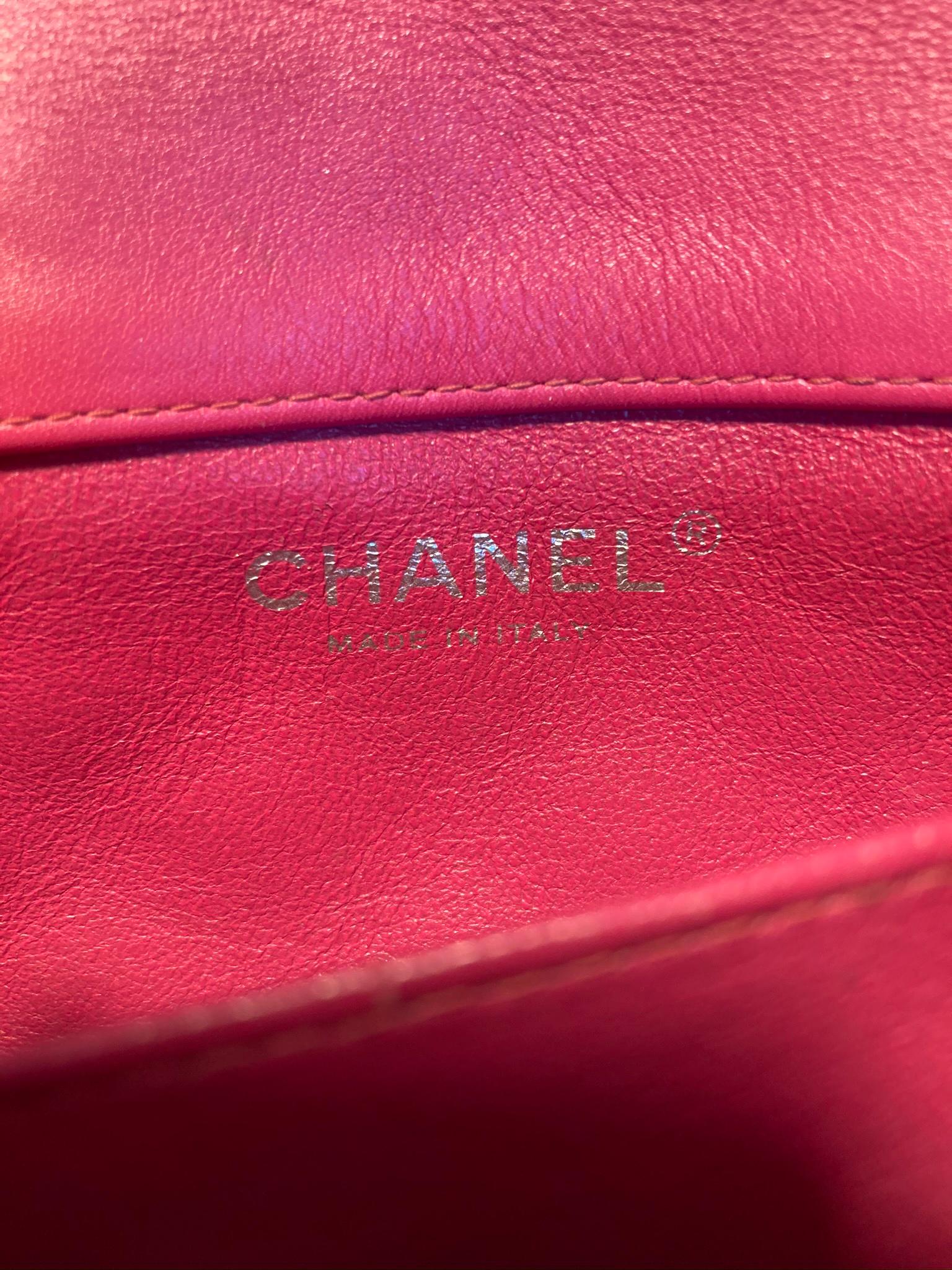 Chanel Pink Patent Leather Extra Mini Classic Flap  3