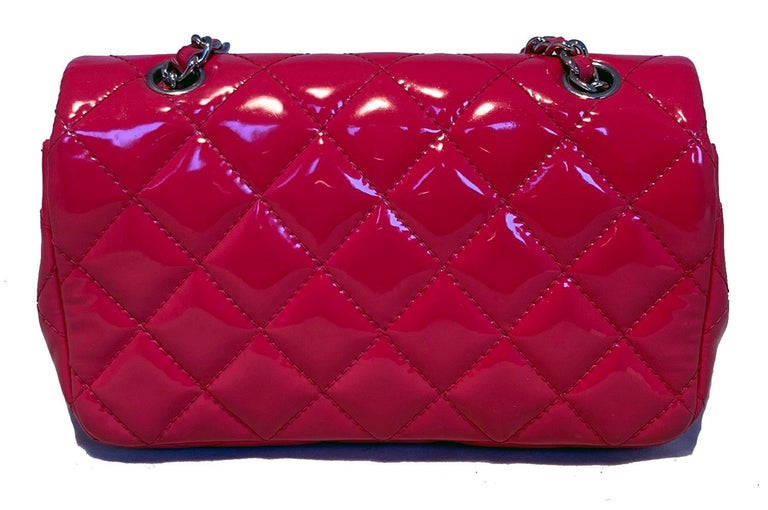 Chanel Pink Patent Leather Extra Mini Classic Flap For Sale at