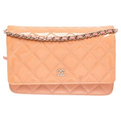 Chanel Pink Patent Leather Wallet on Chain Crossbody Bag