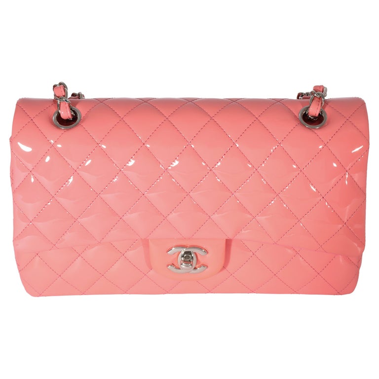 Chanel Pink Patent Medium Classic Double Flap Bag For Sale at 1stDibs