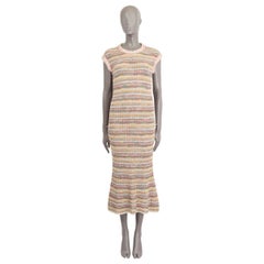 CHANEL Rosa Pfirsichfarbenes Kleid aus Baumwolle 2017 17C CUBA MIDI KNIT 36 XS