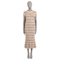 CHANEL rosa pesca cotone 2017 17C CUBA MIDI KNIT Dress 36 XS