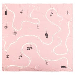 Chanel Pink Pearl CC Charms Silk Scarf