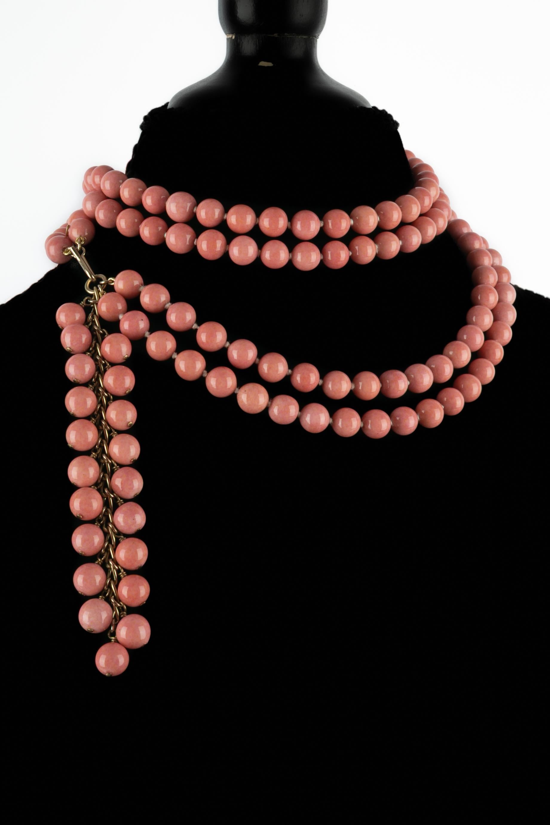 Collana di perle rosa Chanel 2001 in vendita 9