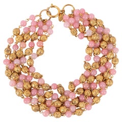 Chanel pink pearl necklace