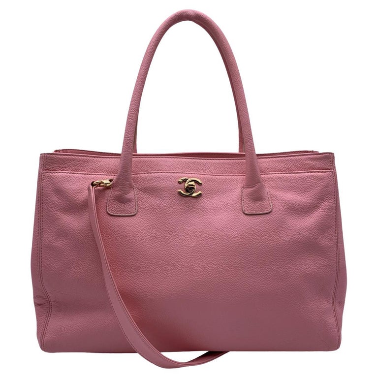 Chanel Pink Pebbled Leather Executive Tote Bag with Strap at 1stDibs