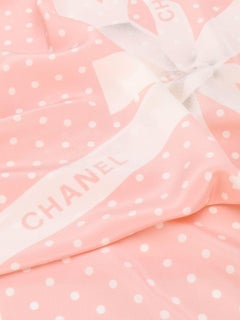 Chanel Pink Polka-dot Ribbon Scarf