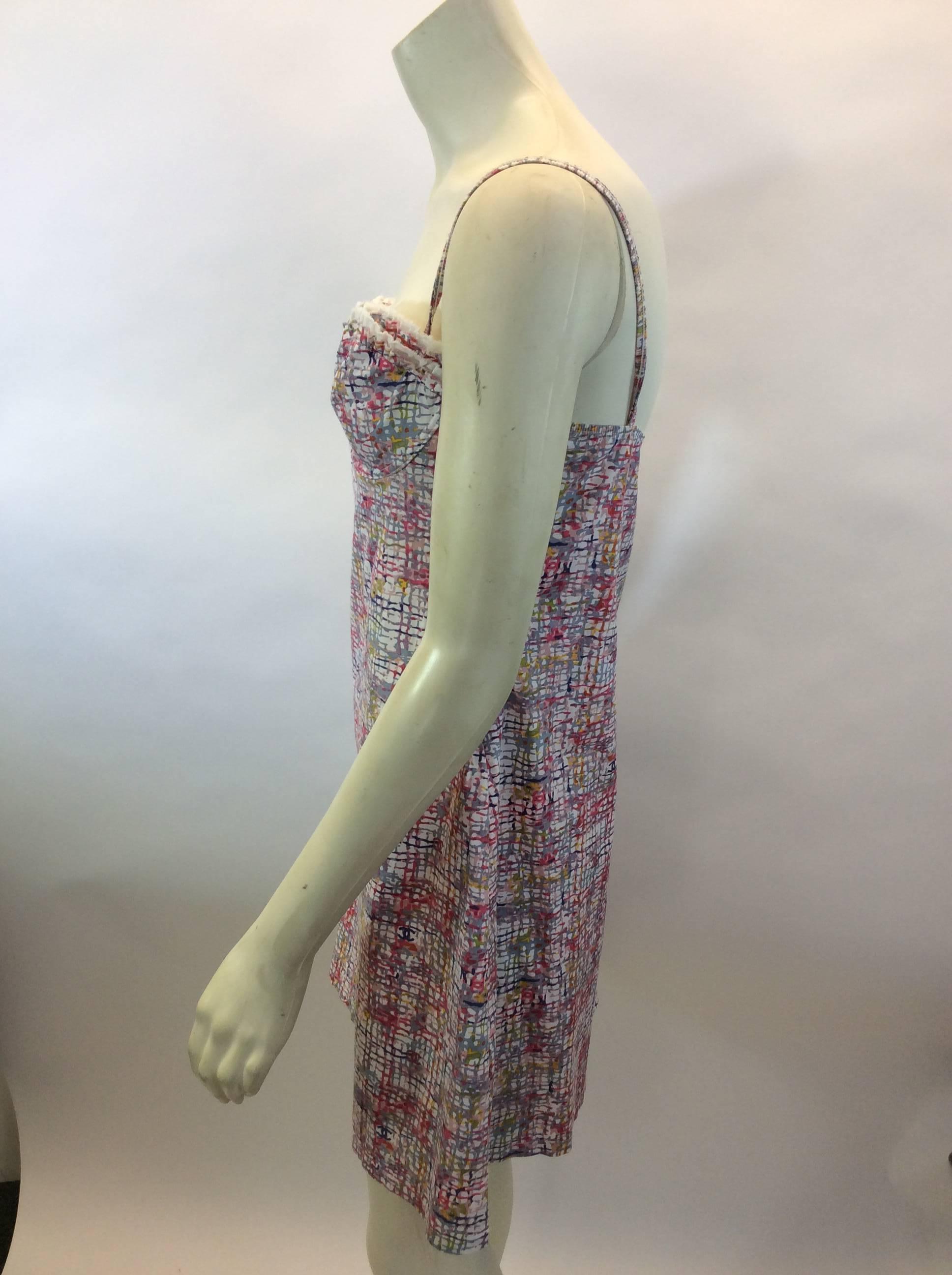 Chanel Pink Print Cotton Dress In Excellent Condition For Sale In Narberth, PA