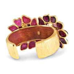 Chanel Pink Purple Gripoix Double Flower Cuff Bracelet