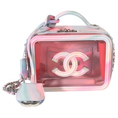Chanel Pink PVC Patent Small Filigree Vanity Case
