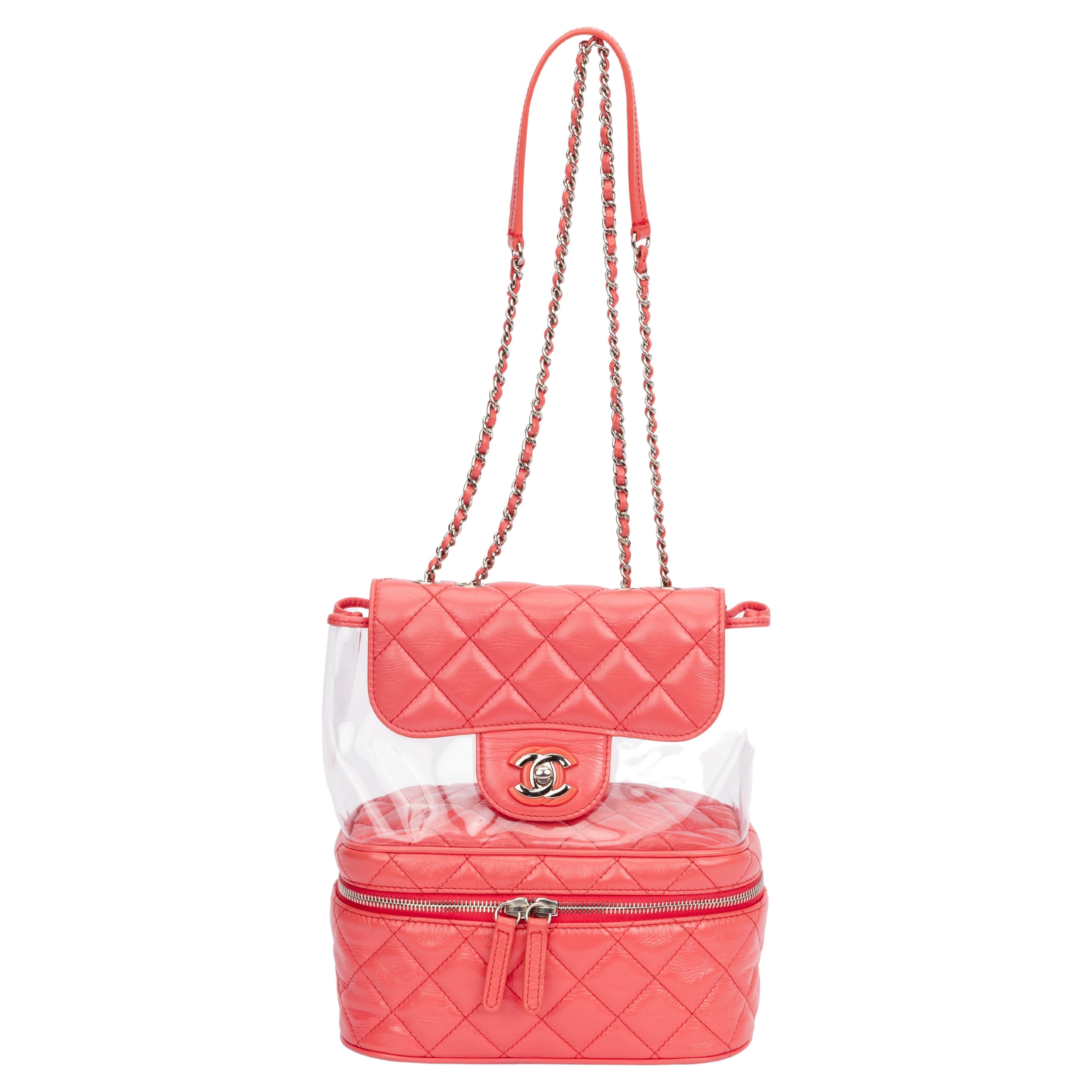 Chanel Coco Logo PVC Vinyl Tote Shoulder Bag Light Pink