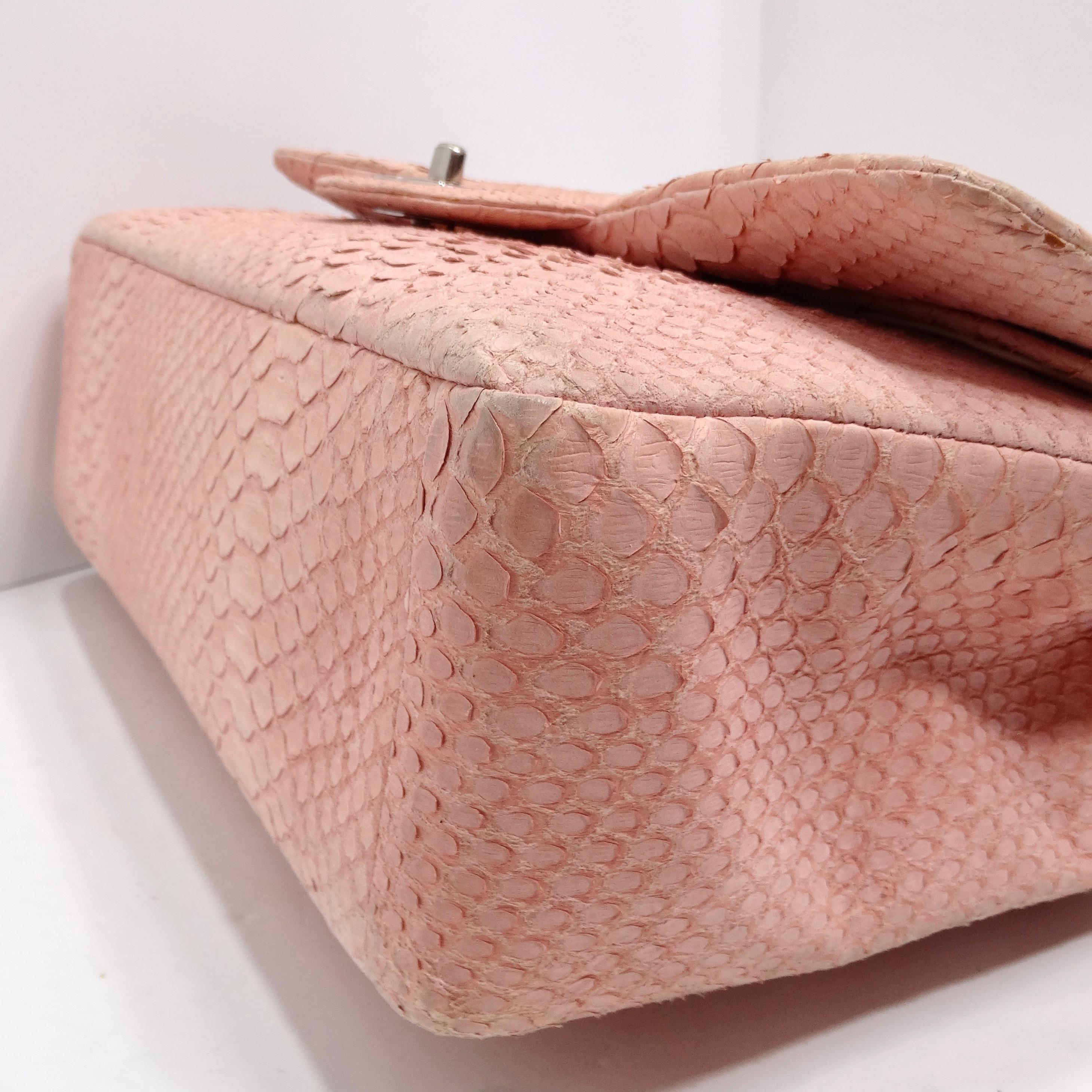 Chanel Pink Python Jumbo Double Flap Handbag For Sale 6