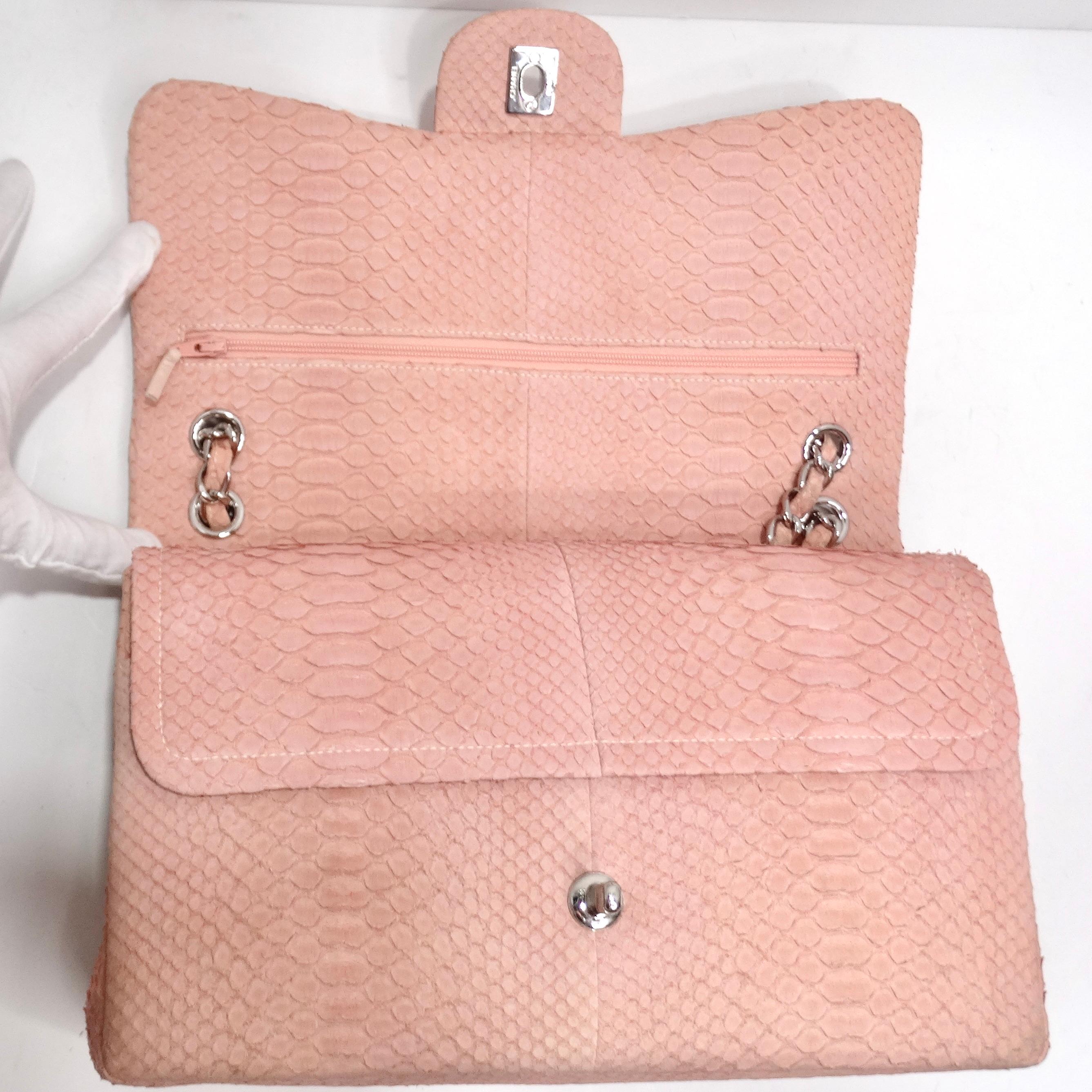 Chanel Pink Python Jumbo Double Flap Handbag For Sale 7
