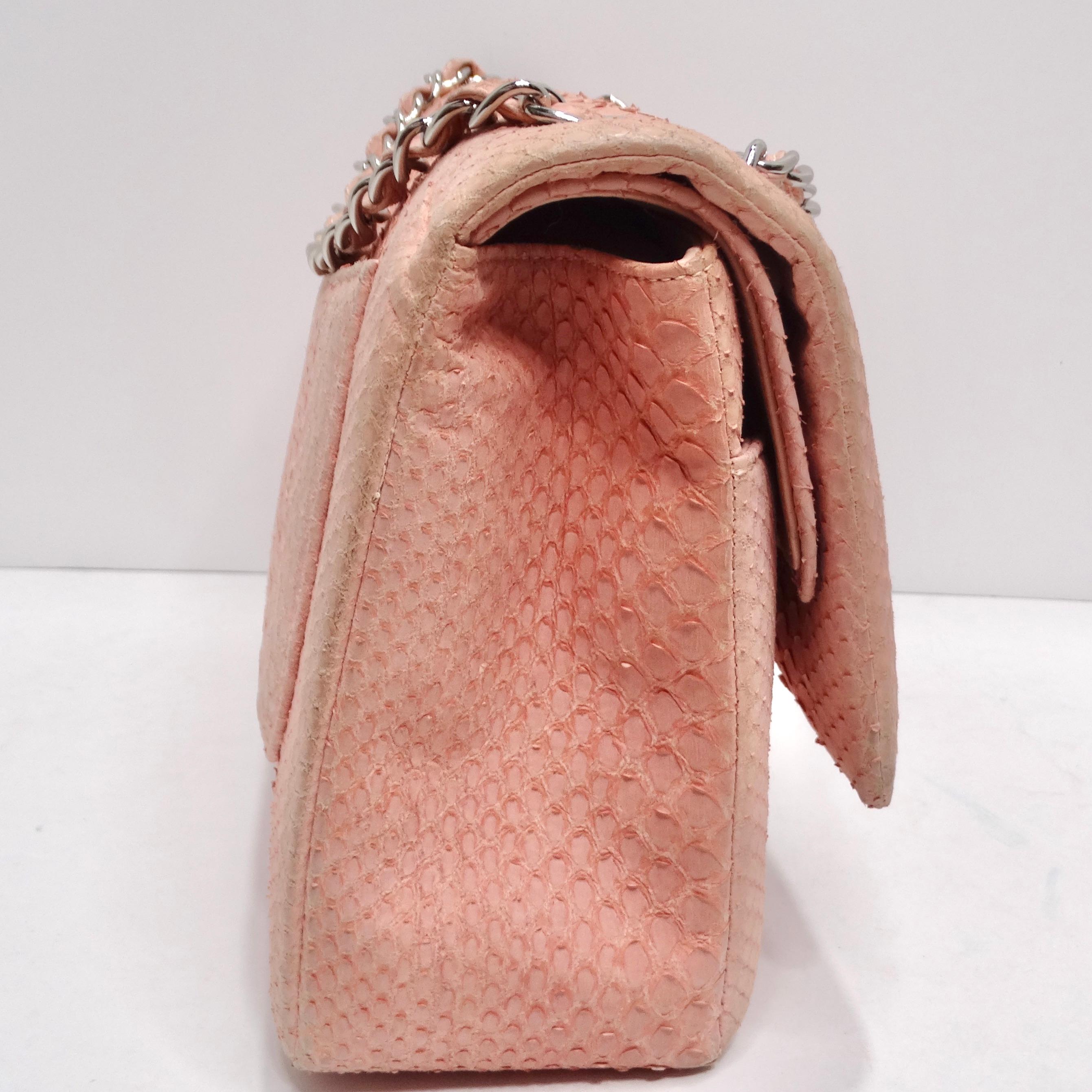 Women's or Men's Chanel Pink Python Jumbo Double Flap Handbag For Sale