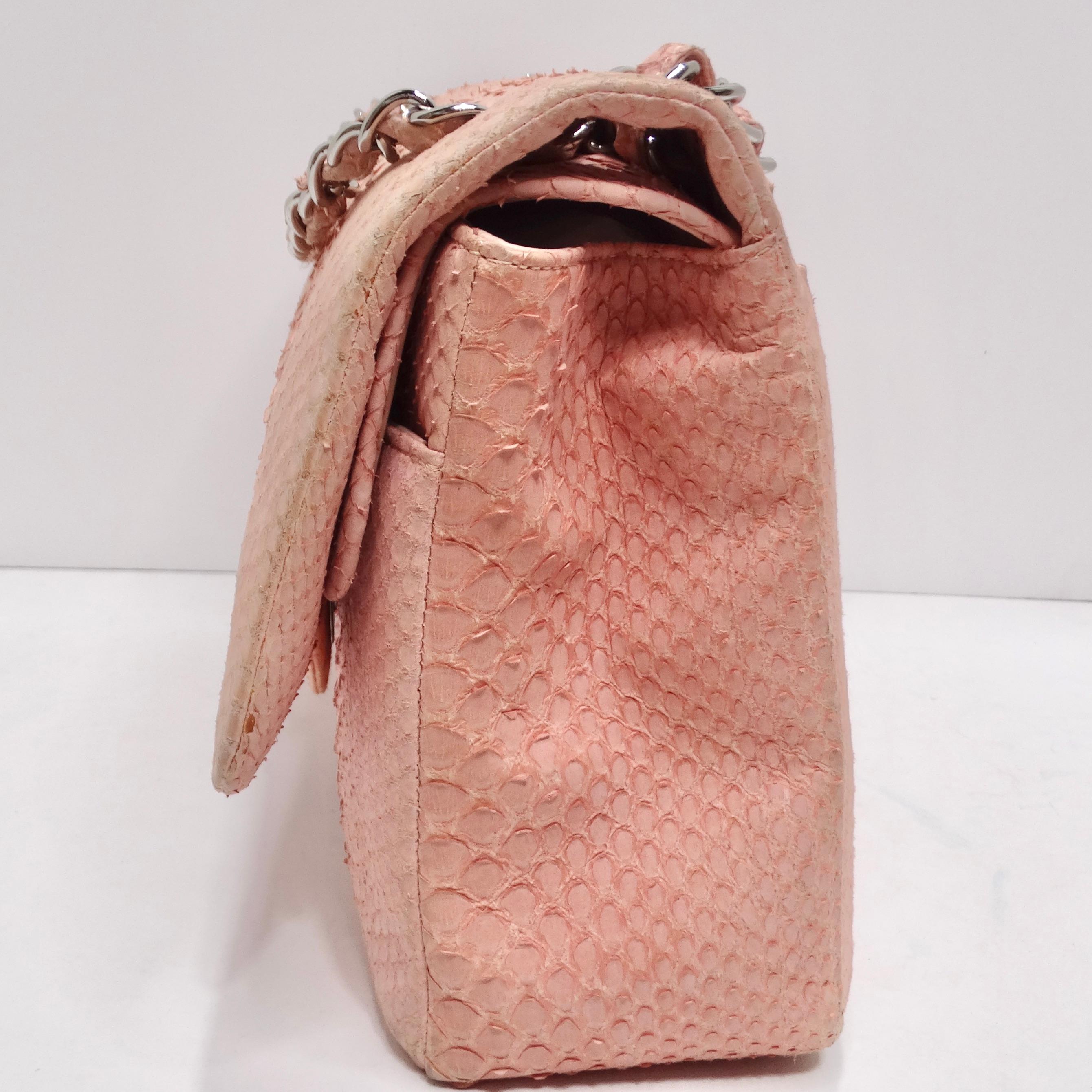Chanel Pink Python Jumbo Double Flap Handbag For Sale 3