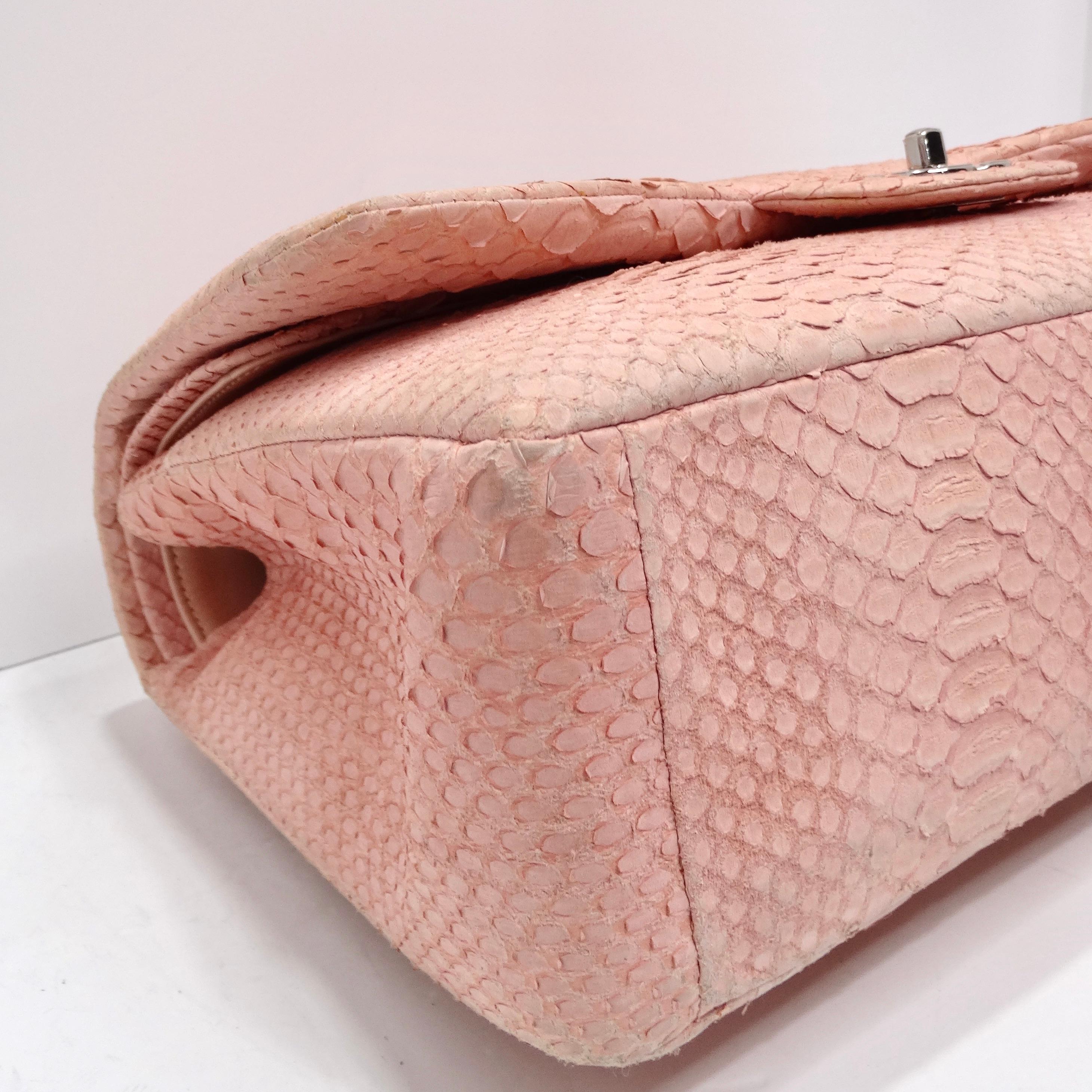 Chanel Pink Python Jumbo Double Flap Handbag For Sale 5