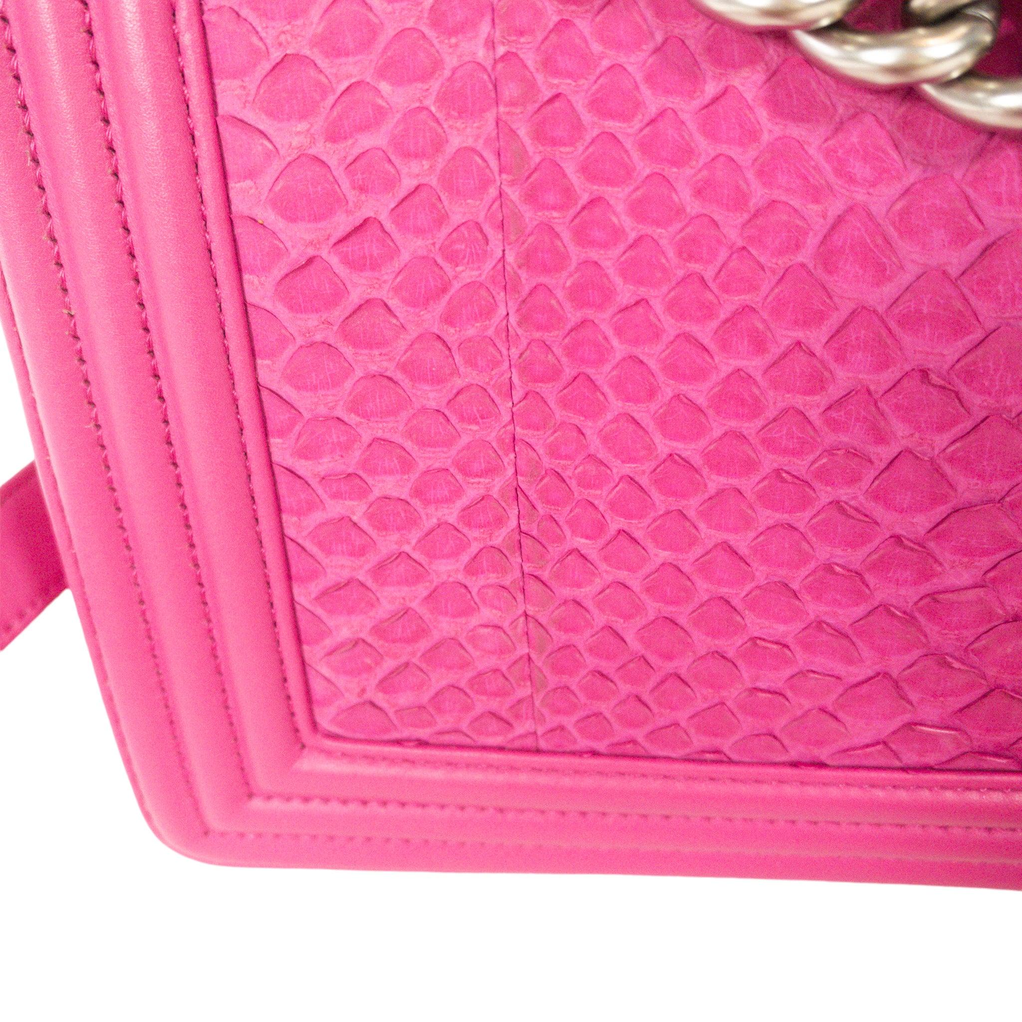 Chanel Pink Python Large Boy Bag Silver Hardware 3