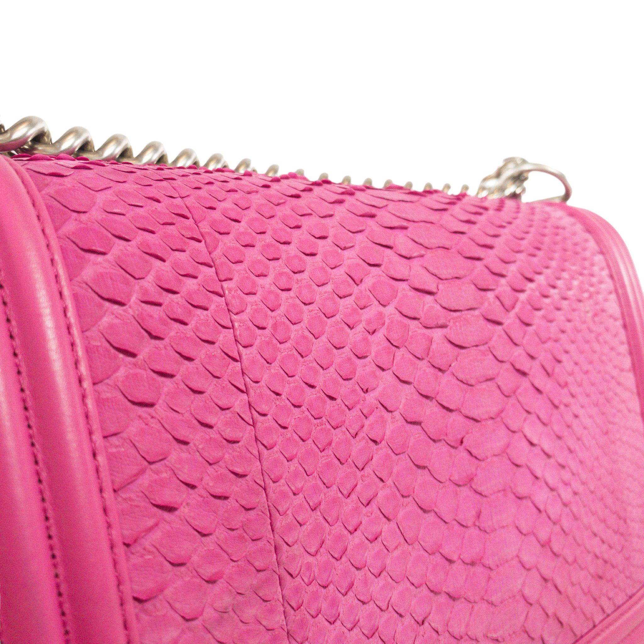 Chanel Pink Python Large Boy Bag Silver Hardware 4