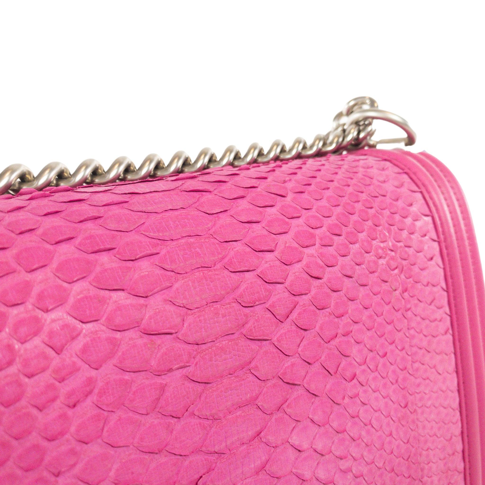 Chanel Pink Python Large Boy Bag Silver Hardware 5