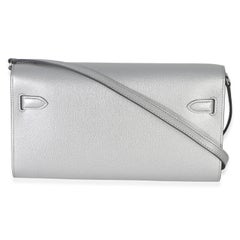 Hermès Argent Metallic Chevre Chamkilight Kelly Geldbörse To Go PHW