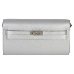 Hermès Argent Metallic Chevre Chamkilight Kelly Geldbörse To Go PHW